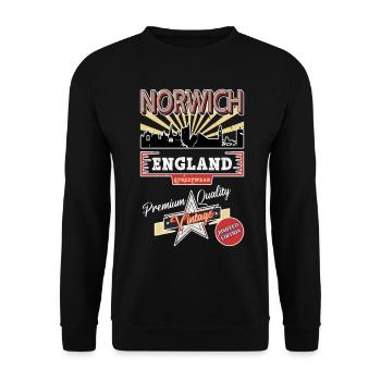 Norwich Angleterre UK City Skyline Vintage Rétro - Sweat-shirt Unisexe - noir - Devant - Alina (178cm) & Michal (187cm)