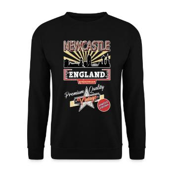 Newcastle Angleterre UK City Skyline Vintage Rétro - Sweat-shirt Unisexe - noir - Devant - Alina (178cm) & Michal (187cm)