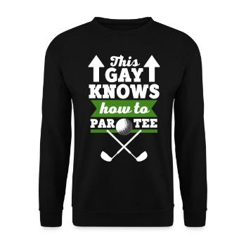 Men Golf T Shirt Design - Unisex Sweatshirt - black - Front - Alina (178cm) & Michal (187cm)