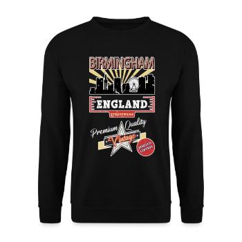 Birmingham Angleterre UK City Skyline Vintage Rétro - Sweat-shirt Unisexe - noir - Devant - Alina (178cm) & Michal (187cm)