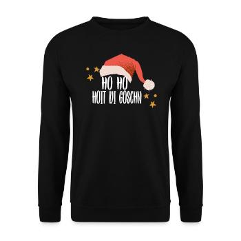 Weihnachten Humor Spruch Ho Ho Hoit Di Goschn - Unisex Pullover - Schwarz - Vorne - Alina (178cm) & Michal (187cm)