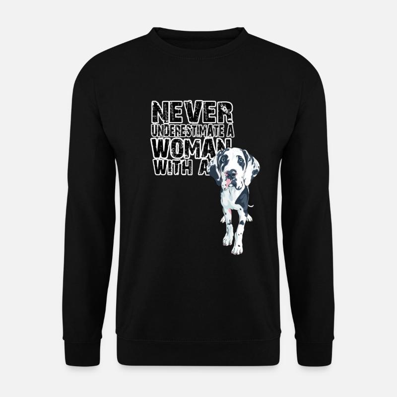Unterschätzen Sie nicht eine Frau mit einer Deutschen Dogge - Unisex Pullover - Schwarz