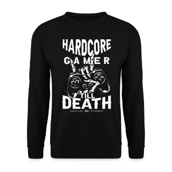 Hardcore Gamer 'Till Death - Unisex Pullover - Schwarz - Vorne - Alina (178cm) & Michal (187cm)
