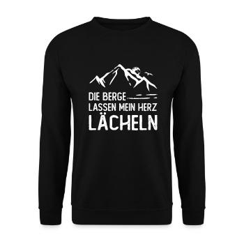 Die Berge lassen mein Herz lächeln - Unisex Pullover - Schwarz - Vorne - Alina (178cm) & Michal (187cm)