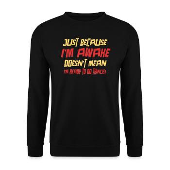Faulenzer Morgenmuffel Humor Geschenkidee - Unisex Pullover - Schwarz - Vorne - Alina (178cm) & Michal (187cm)