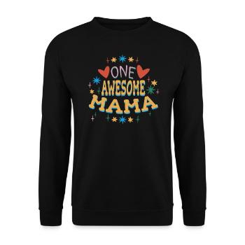 Muttertag Geschenkidee One Awesome Mama - Unisex Pullover - Schwarz - Vorne - Alina (178cm) & Michal (187cm)