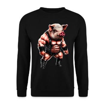 Wrestler Schwein - Unisex Pullover - Schwarz - Vorne - Alina (178cm) & Michal (187cm)