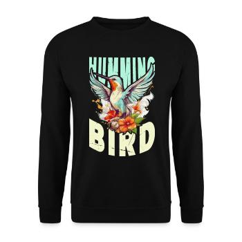 Hummingbird Flowers Bird Animal Art Watercolor Colorful - Unisex Sweatshirt - black - Front - Alina (178cm) & Michal (187cm)