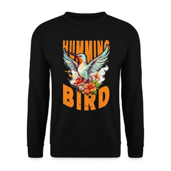 Hummingbird Flowers Bird Animal Art Watercolor Colorful - Unisex Sweatshirt - black - Front - Alina (178cm) & Michal (187cm)