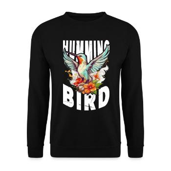 Hummingbird Flowers Bird Animal Art Watercolor Colorful - Unisex Sweatshirt - black - Front - Alina (178cm) & Michal (187cm)