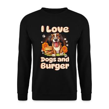 Dog Burger Hamburger Fast Food Dog Lover - Unisex Sweatshirt - black - Front - Alina (178cm) & Michal (187cm)