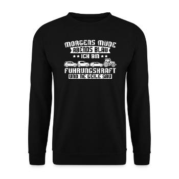 Landwirt Treckerfahrer Traktor Humor Geschenkidee - Unisex Pullover - Schwarz - Vorne - Alina (178cm) & Michal (187cm)