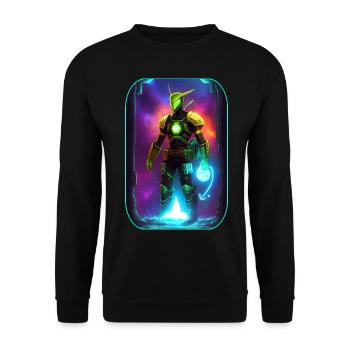 Dessin animé de science-fiction avec Astranaut - Sweat-shirt Unisexe - noir - Devant - Alina (178cm) & Michal (187cm)