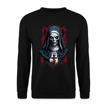 Nonne Horror Halloween gruselig - Unisex Pullover - Schwarz - Vorne - Alina (178cm) & Michal (187cm)