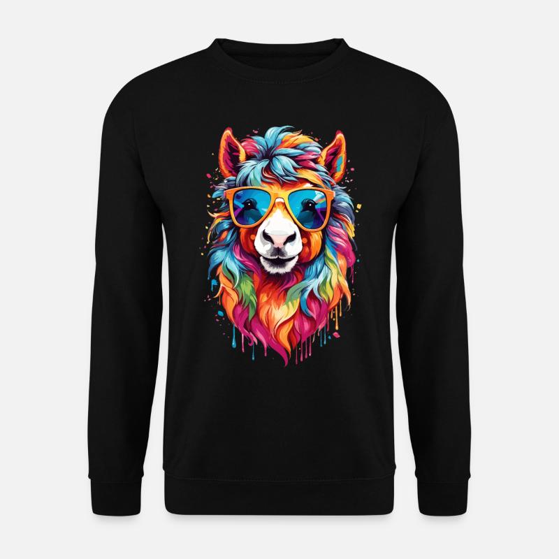 Buntes Regenbogen-Pony - Unisex Pullover - Schwarz