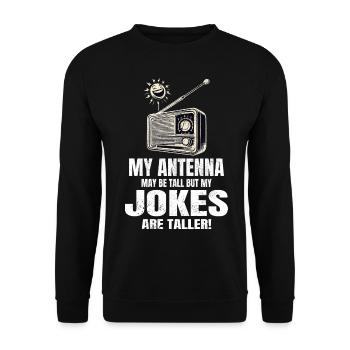 Vintage-Radioästhetik Hohe Antennen Größere Witze - Unisex Pullover - Schwarz - Vorne - Alina (178cm) & Michal (187cm)