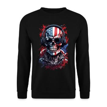 American Skull Flag Sunglasses Fashion - Unisex Sweatshirt - black - Front - Alina (178cm) & Michal (187cm)
