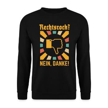 Rechtsrock? Nein, Danke! (Strahlen / 4C) - Unisex Pullover - Schwarz - Vorne - Alina (178cm) & Michal (187cm)
