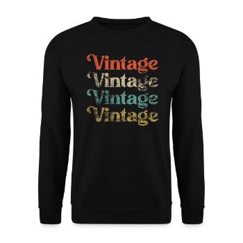 Vintage - Vintage Distressed - Unisex Pullover - Schwarz - Vorne - Alina (178cm) & Michal (187cm)