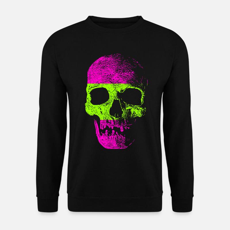 Neon Retro Totenkopf - Unisex Pullover - Schwarz