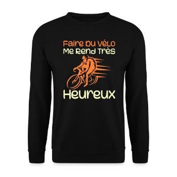 Radfahren macht mich sehr glücklich - Radfahren - Unisex Pullover - Schwarz - Vorne - Alina (178cm) & Michal (187cm)