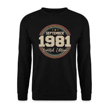 September 1981 September Birthday Gift 1981 - Unisex Sweatshirt - black - Front - Alina (178cm) & Michal (187cm)
