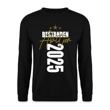 Abitur Bestanden 2025 - Unisex Pullover - Schwarz - Vorne - Alina (178cm) & Michal (187cm)
