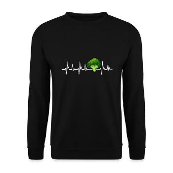 Broccoli Brokkoli Shirt Herzschlag Grün Gemüse - Unisex Sweatshirt - black - Front - Alina (178cm) & Michal (187cm)