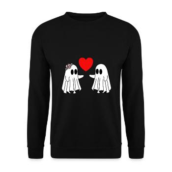 Joyeux Halloween Fantômes Amour Coeur - Sweat-shirt Unisexe - noir - Devant - Alina (178cm) & Michal (187cm)