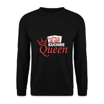 Euchre Queen Kartenspiel Design - Unisex Pullover - Schwarz - Vorne - Alina (178cm) & Michal (187cm)