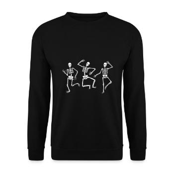 Tanzende Skelette Halloween Skelett tanzend lustig - Unisex Pullover - Schwarz - Vorne - Alina (178cm) & Michal (187cm)