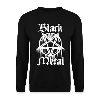 Black Metal mit Pentagramm - Unisex Pullover - Schwarz - Vorne - Alina (178cm) & Michal (187cm)