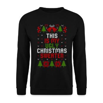 Este es mi feo jersey de Navidad - Sudadera unisex - negro - delante - Alina (178cm) & Michal (187cm)