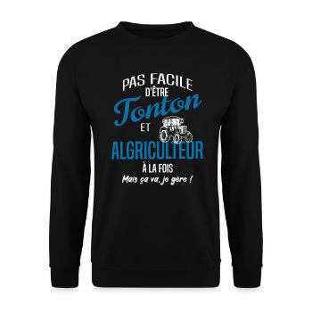 Tonton agriculteur - Sweat-shirt Unisexe - noir - Devant - Alina (178cm) & Michal (187cm)