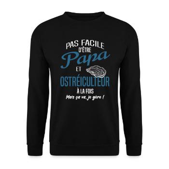Papa ostréiculteur - Sweat-shirt Unisexe - noir - Devant - Alina (178cm) & Michal (187cm)