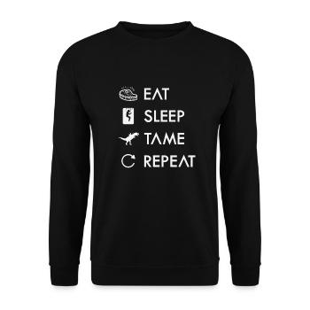Eat Sleep Tame Repeat Funny Survival Games Quotes - Unisex Sweatshirt - black - Front - Alina (178cm) & Michal (187cm)