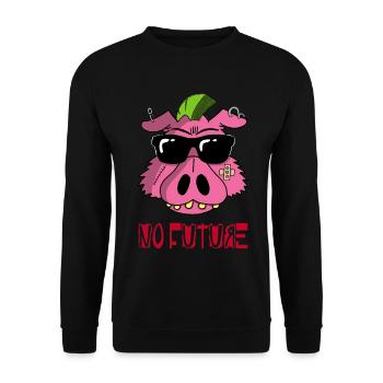 Cochon punk - Sweat-shirt Unisexe - noir - Devant - Alina (178cm) & Michal (187cm)