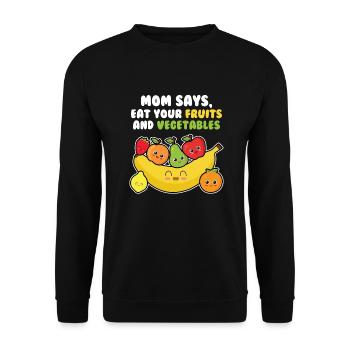 Eat Your Fruits & Vegetables Funny Vegan Citations - Sweat-shirt Unisexe - noir - Devant - Alina (178cm) & Michal (187cm)