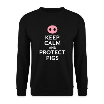 Schützen Sie die Schweine lustige Schwein Liebhaber Sagen - Unisex Pullover - Schwarz - Vorne - Alina (178cm) & Michal (187cm)
