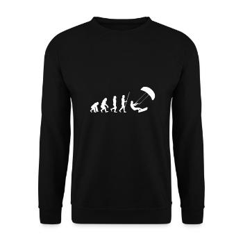 Kitesurfen menschliche Evolution lustige Kitesurfer Witz - Unisex Pullover - Schwarz - Vorne - Alina (178cm) & Michal (187cm)