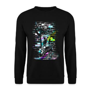 Skate - Skateboard - Skater Skull - Unisex Sweatshirt - black - Front - Alina (178cm) & Michal (187cm)