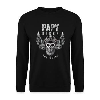Papy biker motard cadeau drôle moto papi - Sweat-shirt Unisexe - noir - Devant - Alina (178cm) & Michal (187cm)