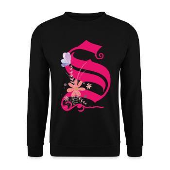 Buchstabe S - Unisex Pullover - Schwarz - Vorne - Alina (178cm) & Michal (187cm)