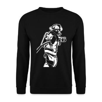 Firefighter Sketch - Unisex Sweatshirt - black - Front - Alina (178cm) & Michal (187cm)
