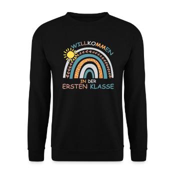Willkommen Lehrer erste Klasse Einschulung Schule - Unisex Pullover - Schwarz - Vorne - Alina (178cm) & Michal (187cm)