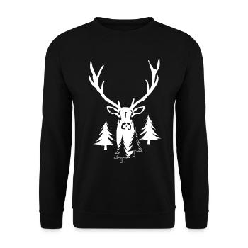 Hirsch Outdoor Wandern Abenteuer - Unisex Pullover - Schwarz - Vorne - Alina (178cm) & Michal (187cm)