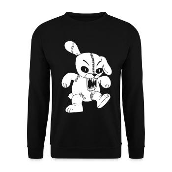 Monstrous white rabbit - Unisex Sweatshirt - black - Front - Alina (178cm) & Michal (187cm)