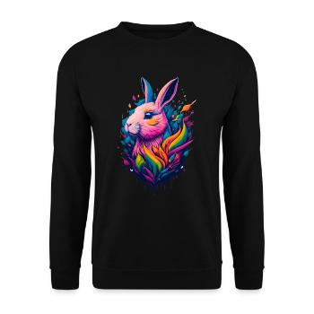 Illustration of a rabbit - Unisex Sweatshirt - black - Front - Alina (178cm) & Michal (187cm)