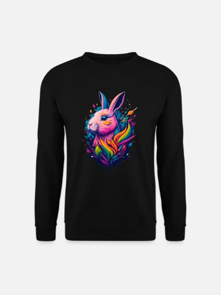 Illustration eines Kaninchens - Unisex Pullover - Schwarz
