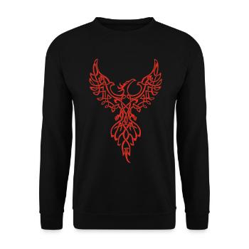 Rotes Phönix-Symbol - Unisex Pullover - Schwarz - Vorne - Alina (178cm) & Michal (187cm)